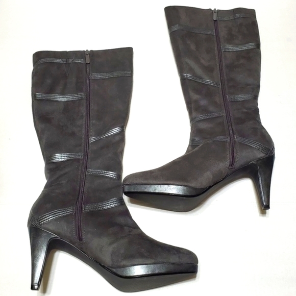 Impo Gray Boots Side Zipper w/ Stretch Side Panel Size 9.5 - Picture 3 of 8